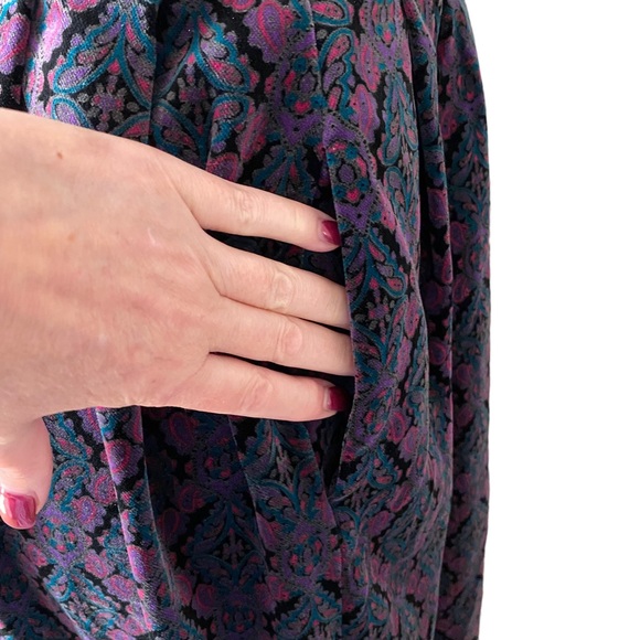 Allen Solly Jewel Toned Velvet High Waist Paisley Print Midi Skirt Size 8 - Picture 11 of 12